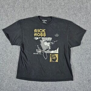 Rick Ross The Biggest Boss Miami FL Graphic Print T-Shirt Black Men's 2XL‎ Rap